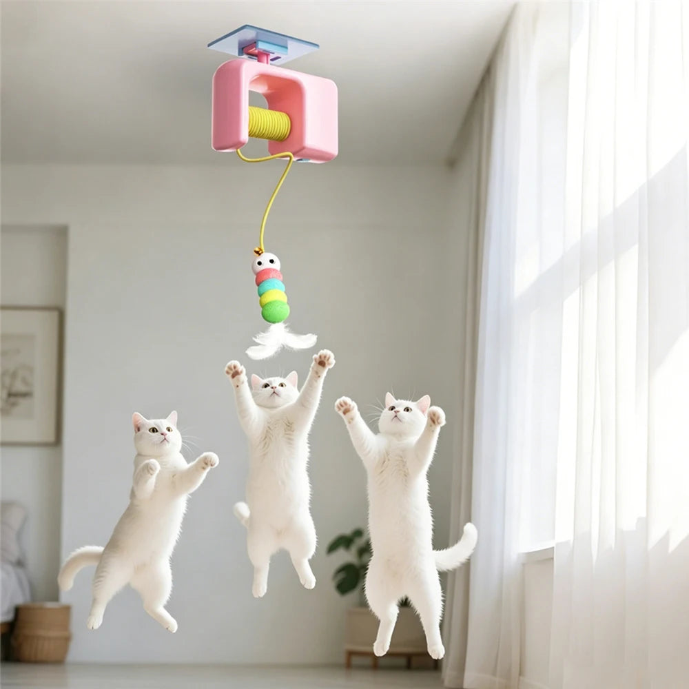 Automatic Telescopic Cat Wand Toy with 180cm Elastic Rope