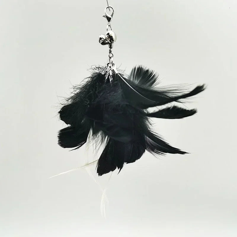Interactive Feather Wand Cat Toy with Bell