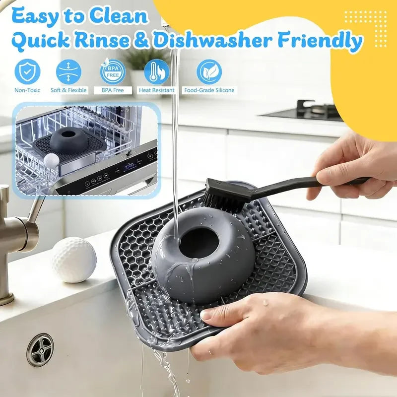2-in-1 Silicone Slow Feeder Dog Bowl & Lick Mat — Anti-Slip, No-Spill