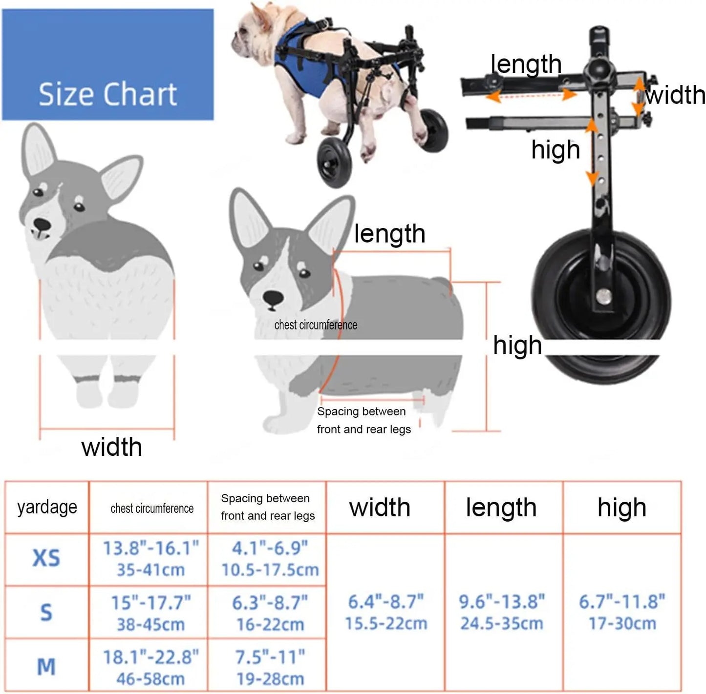 Adjustable Dog Wheelchair - Mobility Aid for Small Dogs 8-20 lbs