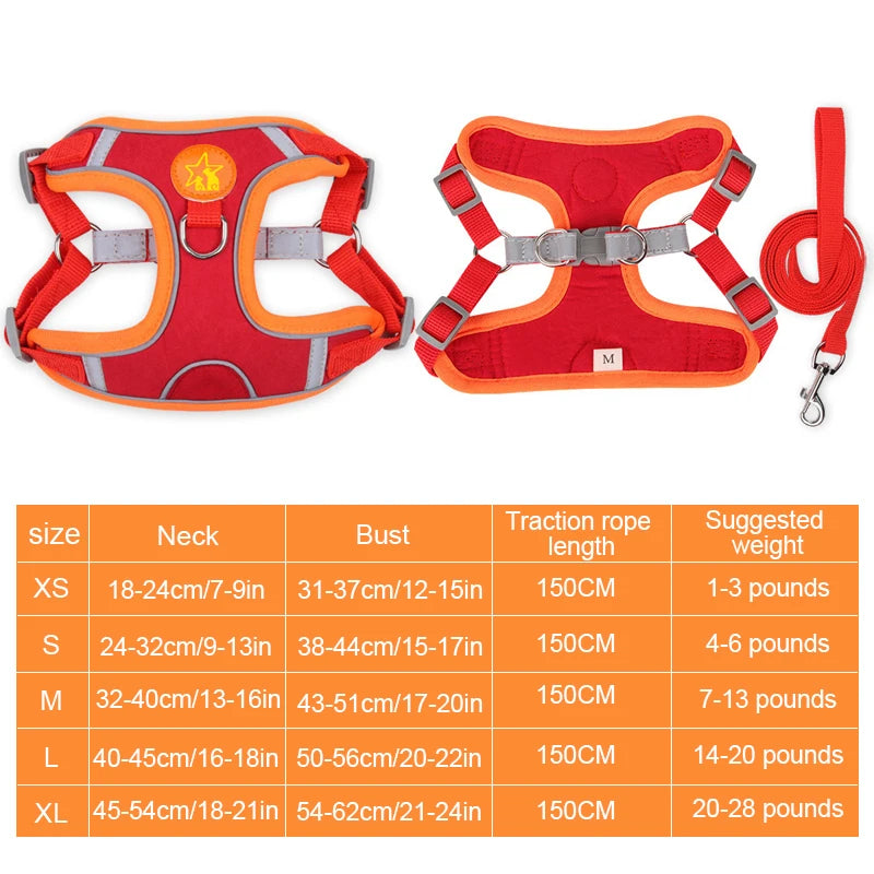 Reflective Soft Mesh Dog Harness with Dual Lead Hooks – No-Pull Vest for Small & Medium Dogs