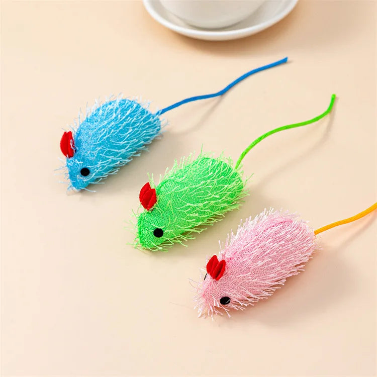 Plush Mouse Toy Set for Cats - Interactive Feather Toys