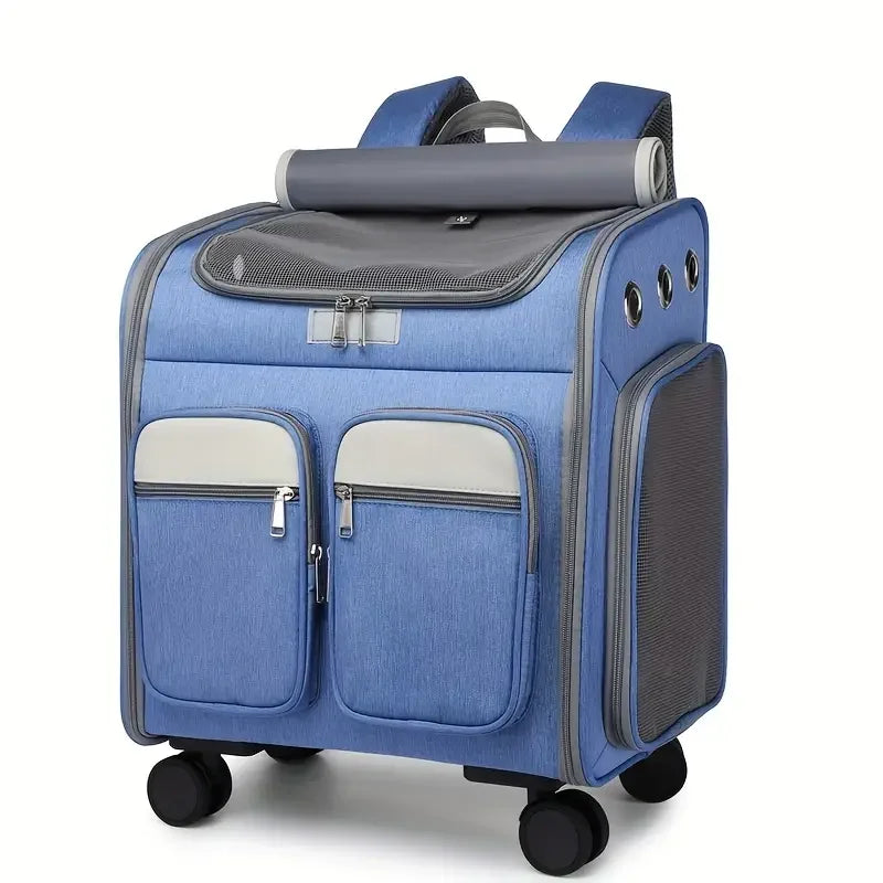4-in-1 Wheeled Pet Carrier Backpack with Stroller & Car Seat