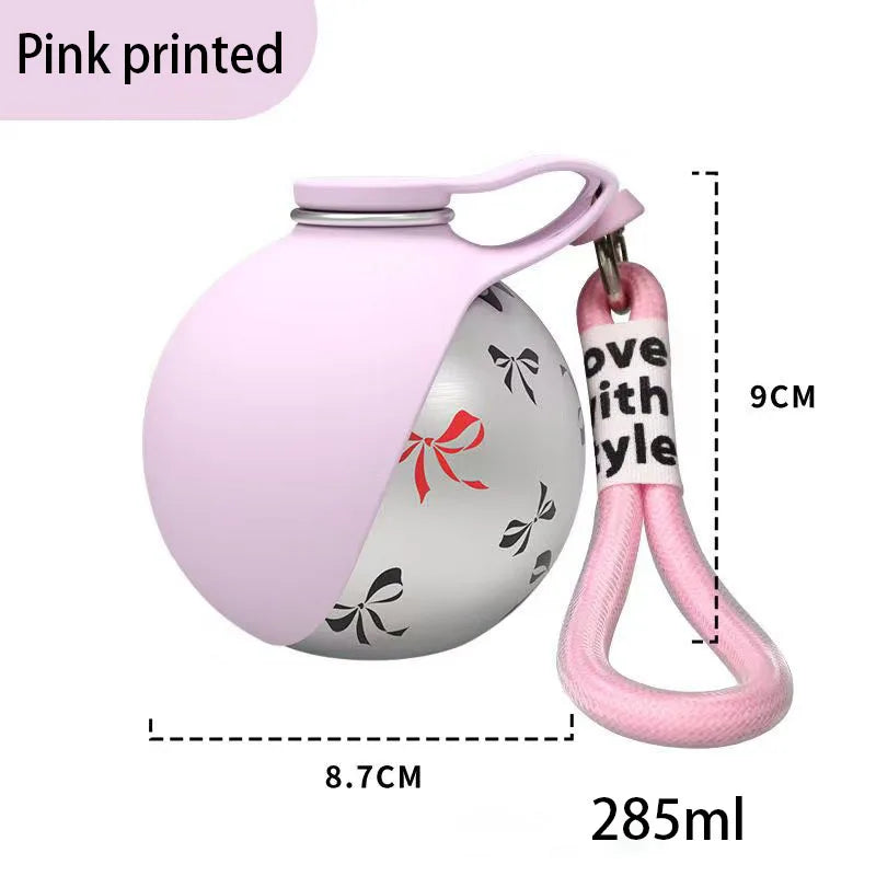 2-in-1 Stainless Steel Dog Water Bottle with Removable Silicone Bowl — 285ml