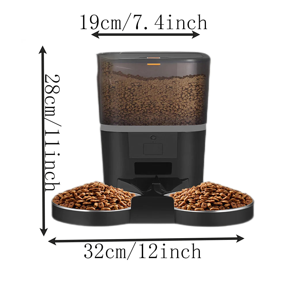 Distributeur automatique de nourriture pour animaux de compagnie Smart WiFi 4L - Double gamelle avec télécommande