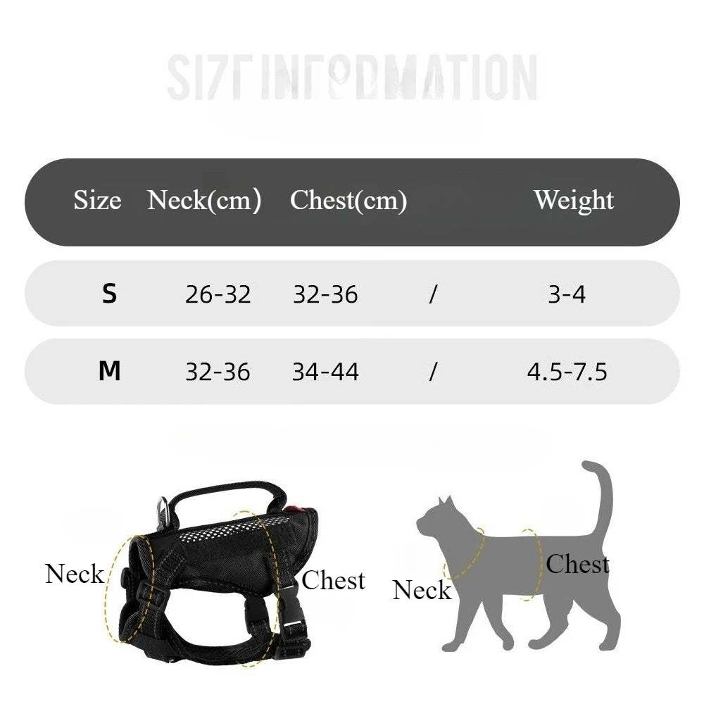 Harnais tactique réfléchissant avec poignée pour chats et chatons