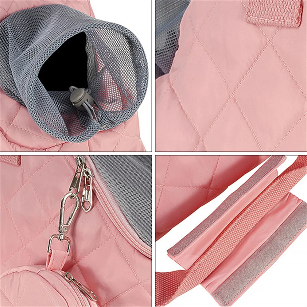 Quilted Portable Breathable Cat Puppy Travel Tote Handbag with Detachable Shoulder Strap Small  Kitten Pet Outdoor Carry Bags