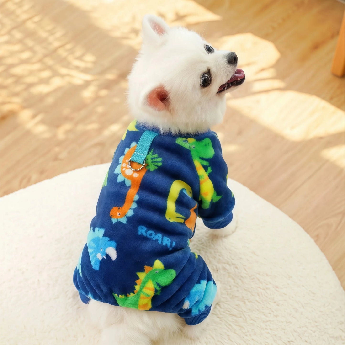 Fleece Dog & Cat Jumpsuit with Leash Ring | Soft Warm Autumn Winter Coat for Puppies to Large Dogs