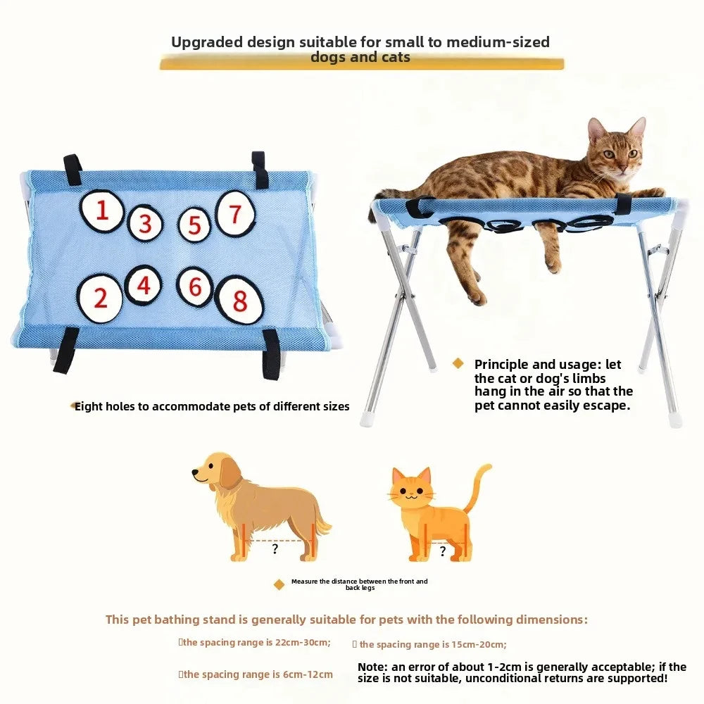 Portable Pet Grooming Bath Hammock Stand for Small Dogs & Cats