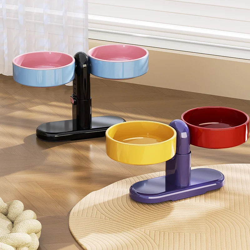 Height-Adjustable Anti-Tip Pet Bowl – For Cats & Dogs