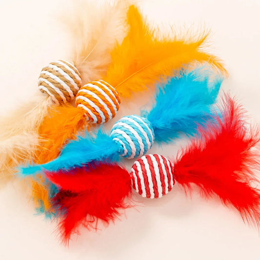 Star Texture Feather Ball - Interactive Throwing Toy for Cats and Dogs