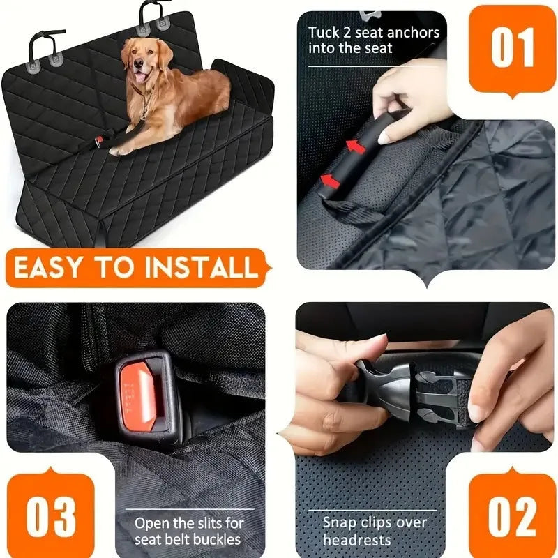 Waterproof Non-Slip Dog Car Seat Cover — Universal Rear Back Seat Protector