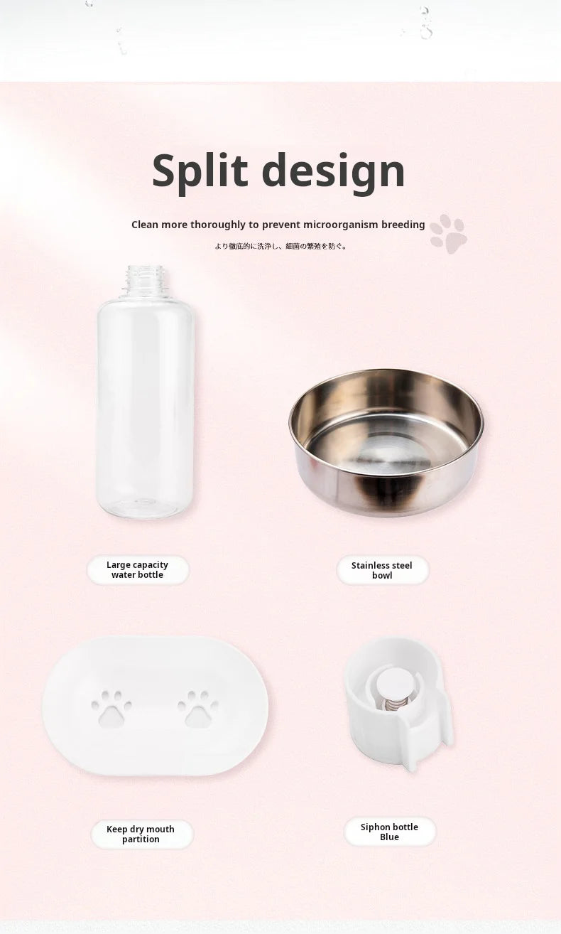 Set de gamelles doubles pour chat, distributeur d'eau automatique pour animaux de compagnie pour les garder hydratés et nourris
