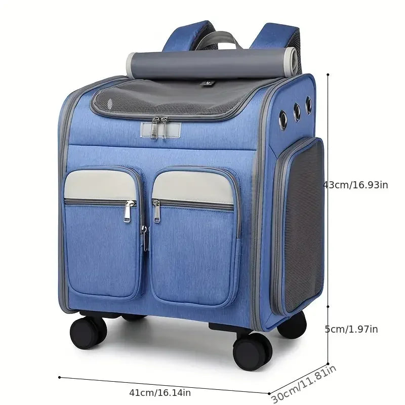4-in-1 Wheeled Pet Carrier Backpack with Stroller & Car Seat