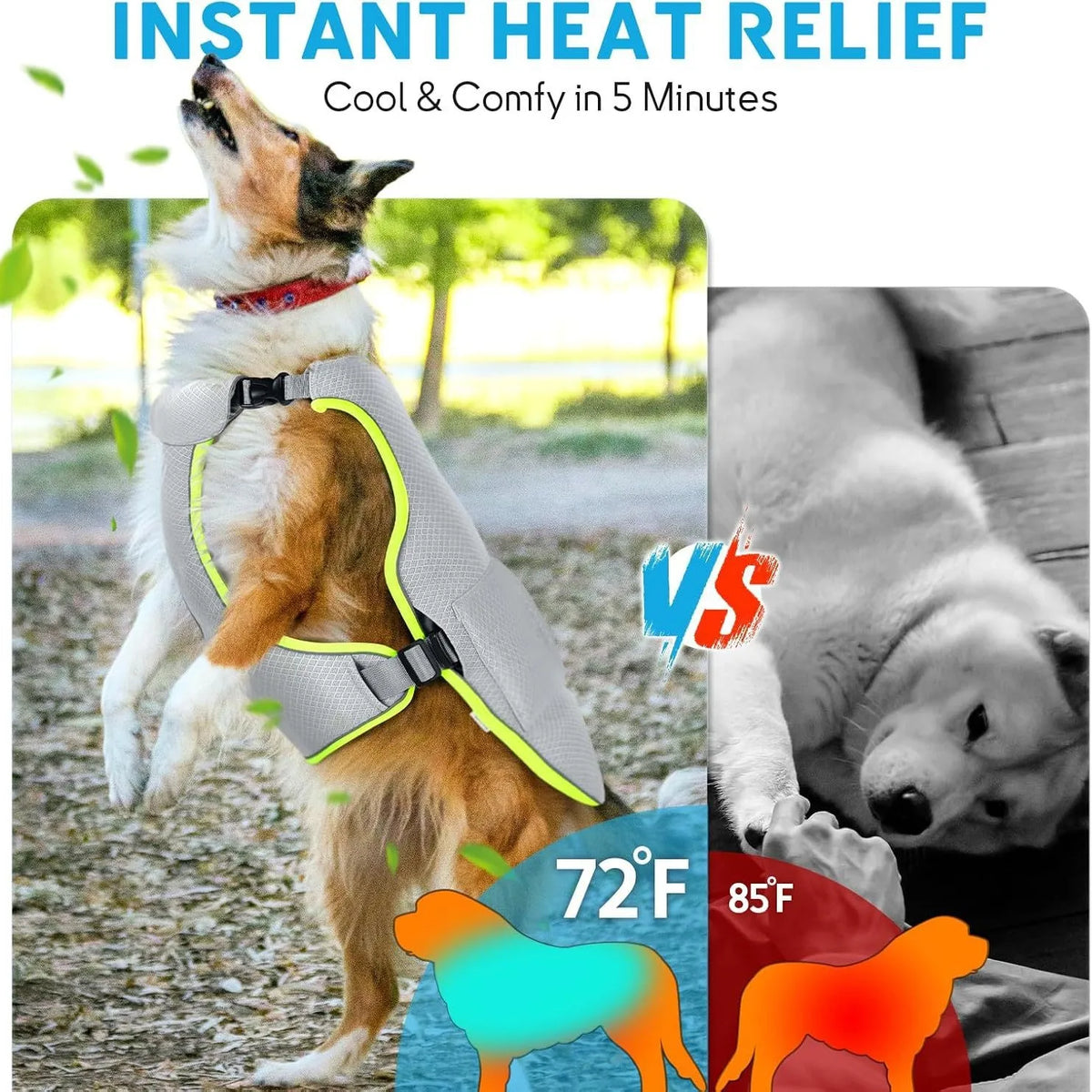Breathable Mesh Dog Cooling Jacket with Ice Pack & Sun Protection — All Sizes