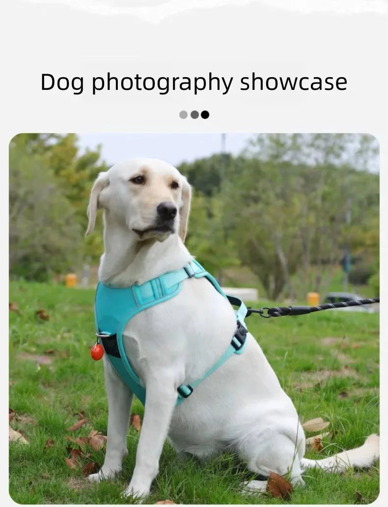 Tactical No-Pull Dog Harness with AirTag Holder – Reflective Vest for Medium & Large Dogs