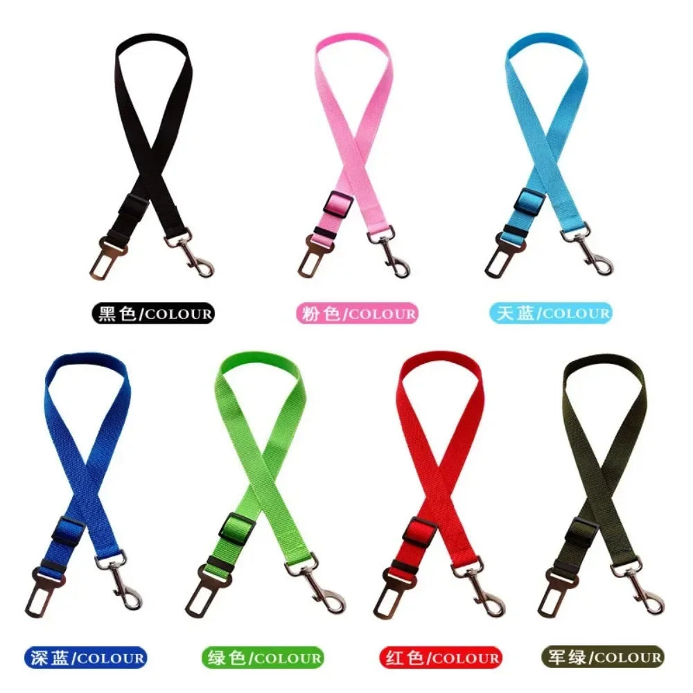 Dog Car Seat Belt - Adjustable Safety Harness Clip for Vehicle Travel
