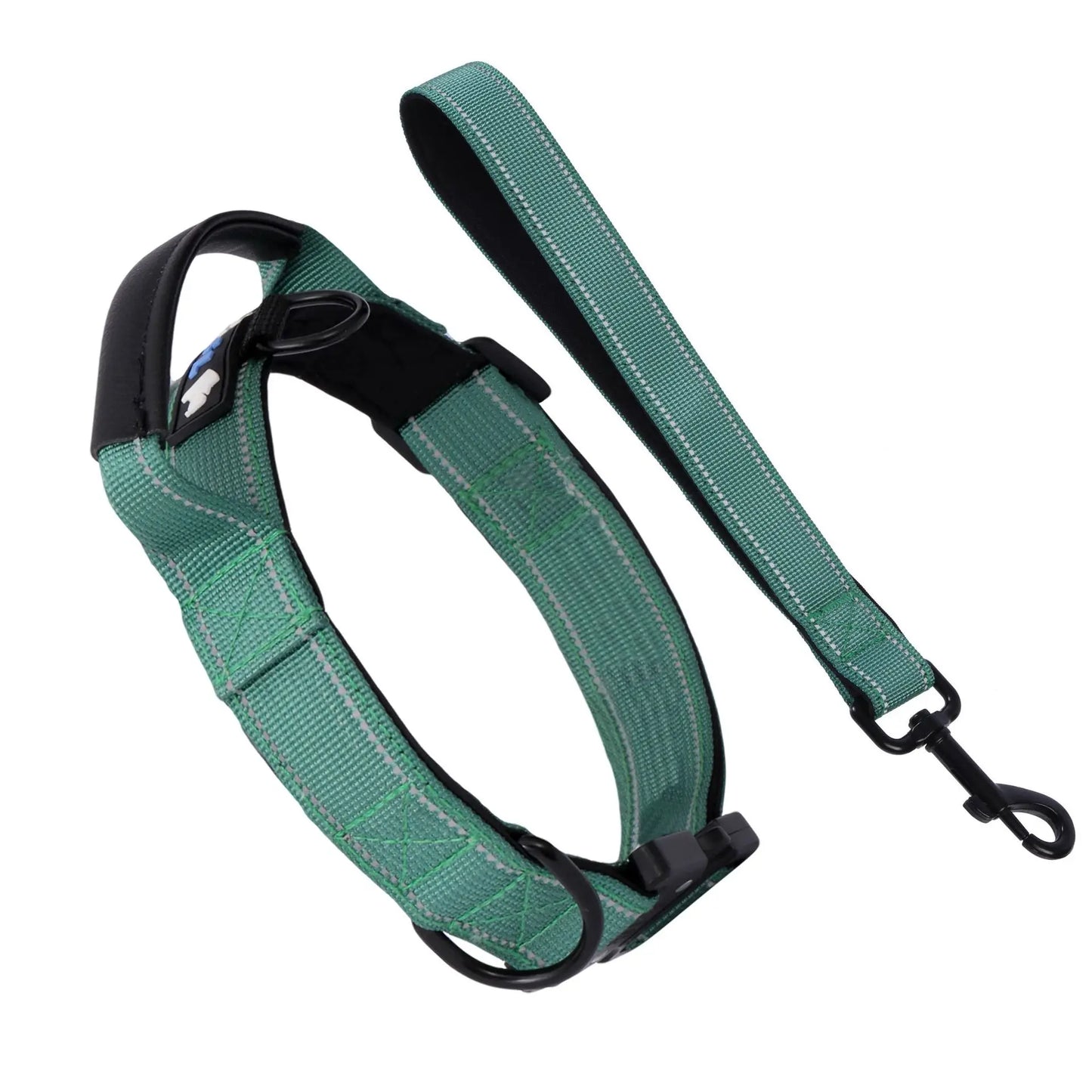 Tactical Dog Collar with Leather-Wrapped Leash Handle