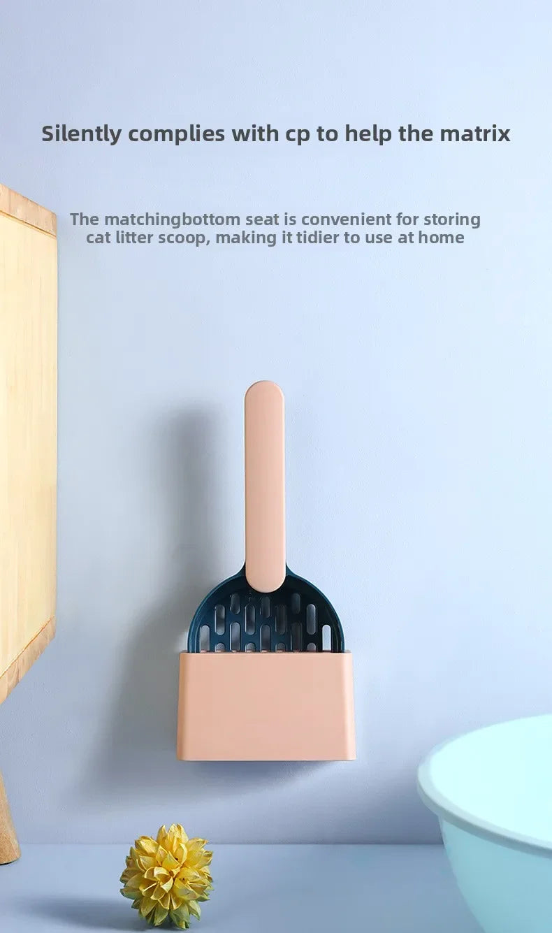 Cat Litter Scoop Set with Base & Fine-Hole Filter – Deep-Clean Sifting Scoop for Cat Litter Trays