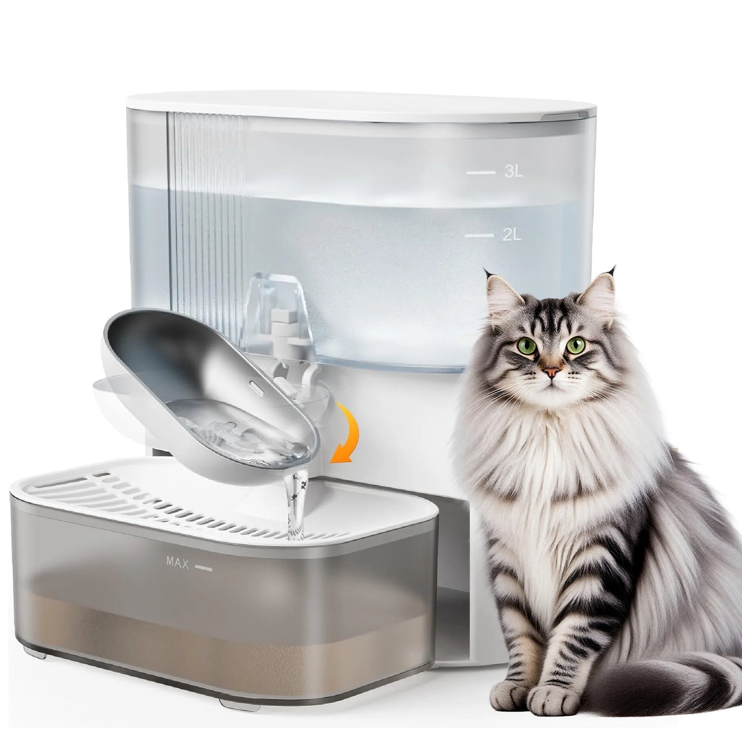 3L Radar Sensor Pet Water Fountain — No Filter, No App, 180-Day Battery, Wastewater Separation