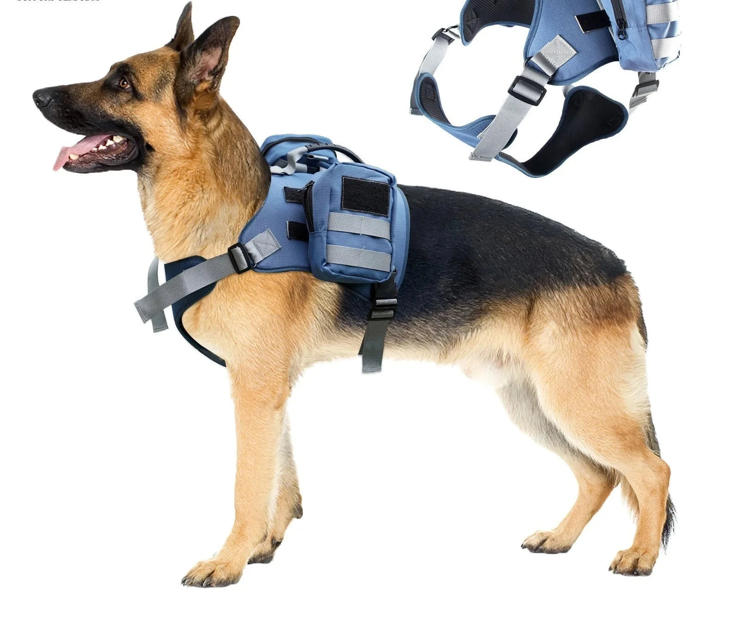 Harnais pour chien robuste avec sac à dos à poches latérales sécurisées