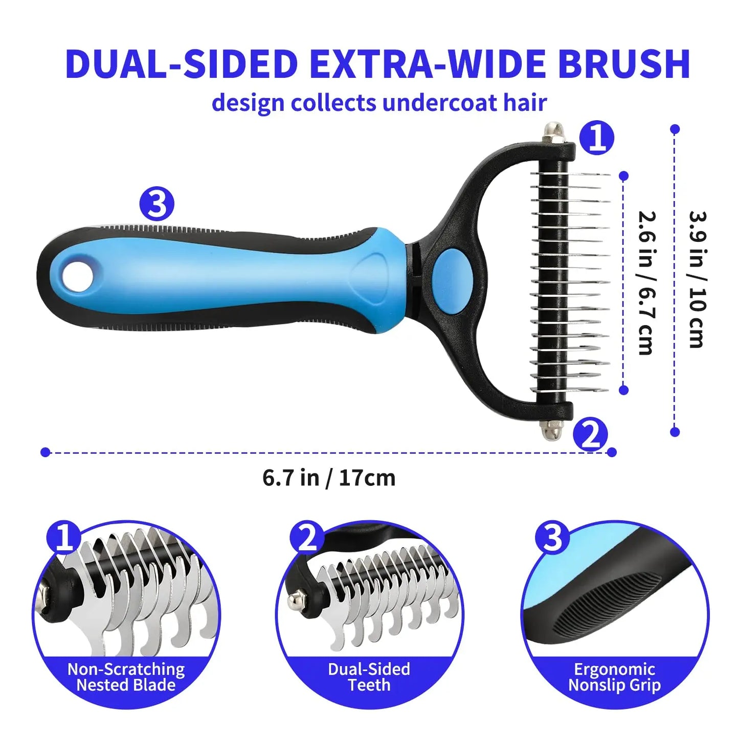 Professional Pet Deshedding Brush - Hair Remover for Dogs and Cats
