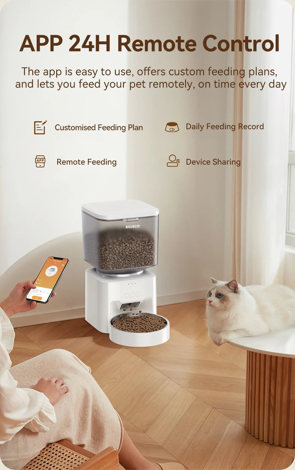 4.5L Smart Wi-Fi Automatic Pet Feeder with App Control