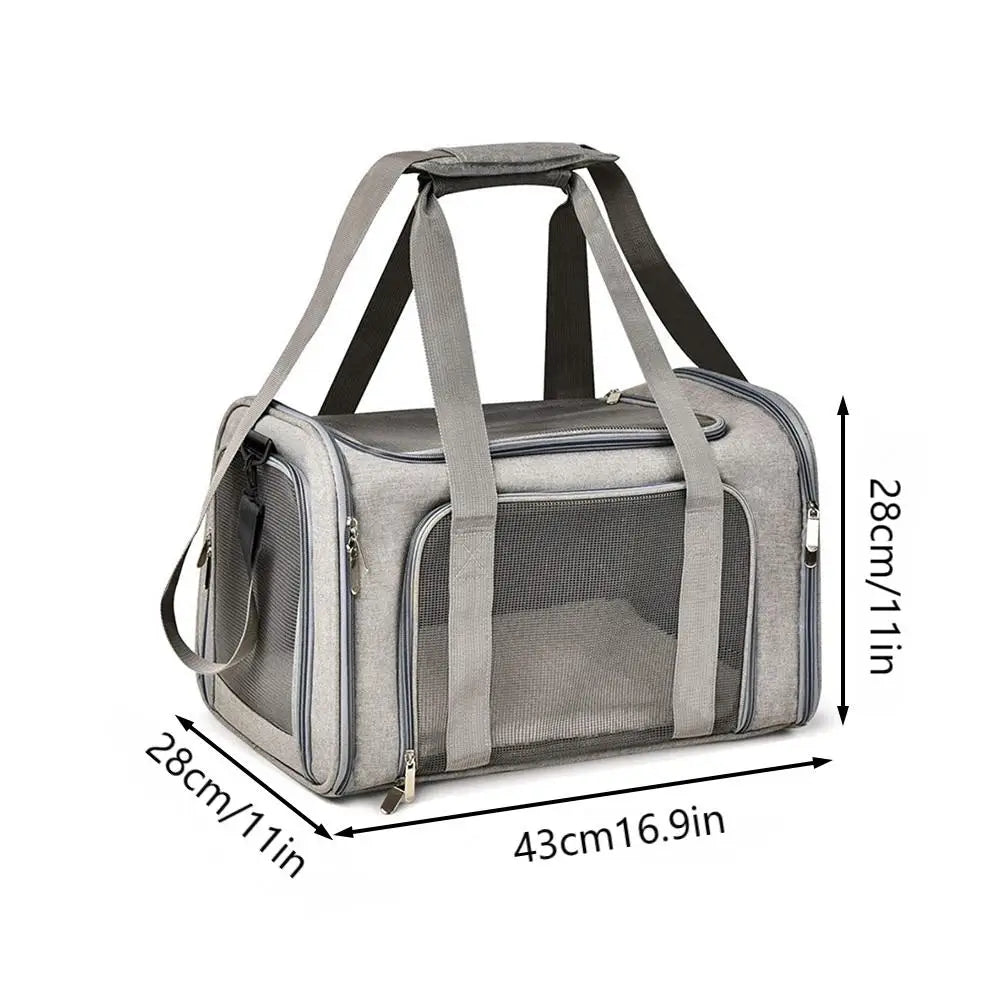 Collapsible Mesh Pet Carrier with Padded Shoulder Strap
