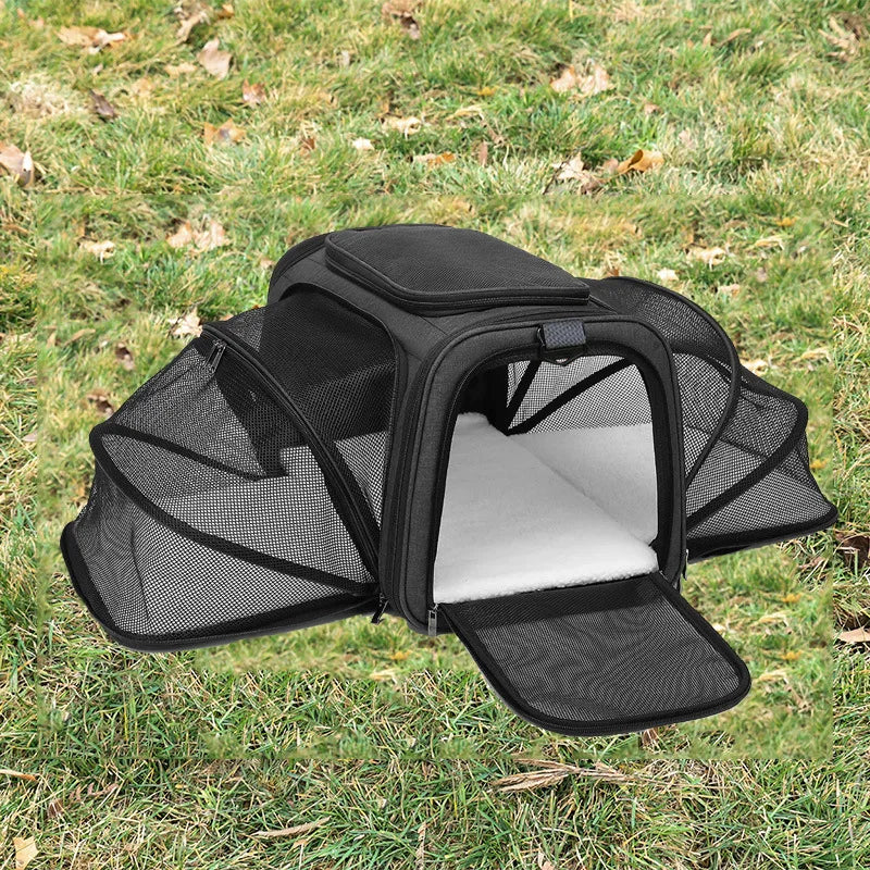 Foldable Expandable Pet Carrier Bag | Breathable Mesh Handheld Bag for Cats & Small Dogs