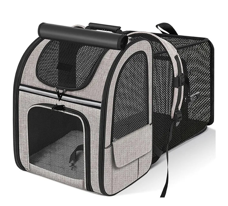 Sac à dos de transport extensible pour chat avec housse pare-soleil et maille respirante