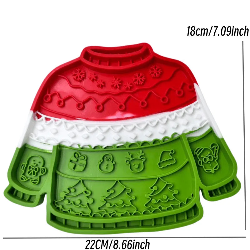 Christmas Sweater Shaped Wall-Mount Silicone Lick Mat for Dogs