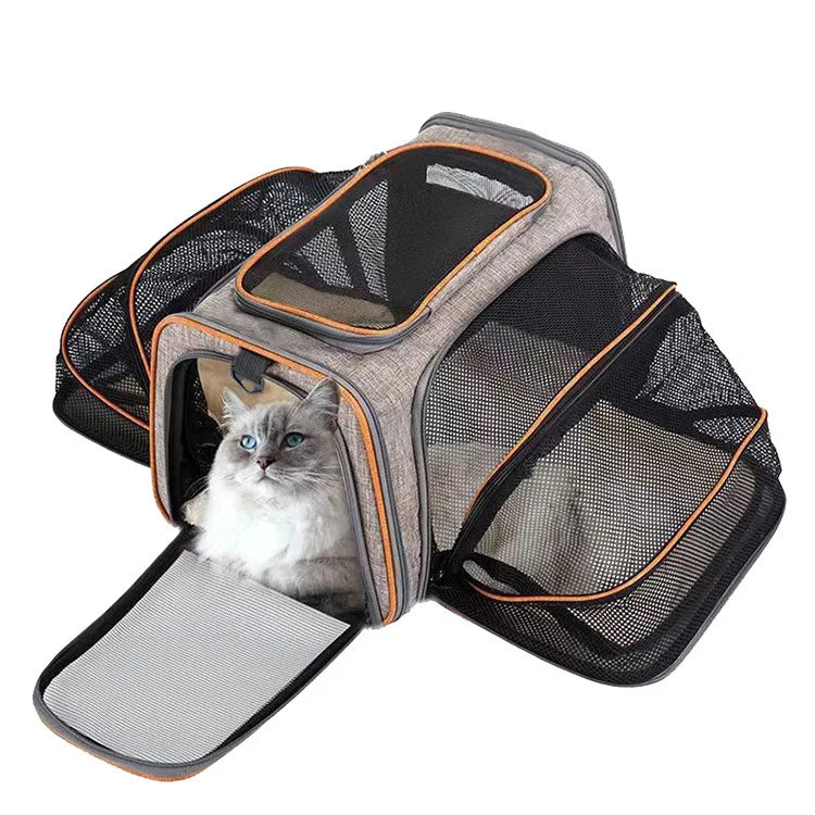 Foldable Expandable Pet Carrier Bag | Breathable Mesh Handheld Bag for Cats & Small Dogs