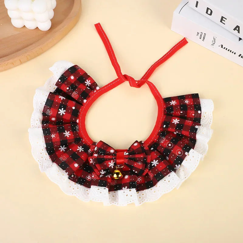 Christmas Cat Collar with Bells - Washable Bandana Scarf for Small Dogs and Cats