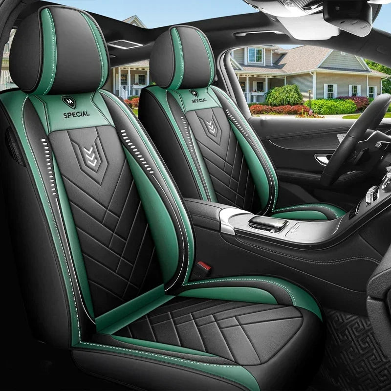 Full Leather Car Seat Cover — All-Season Universal Fit for Driver & Passenger