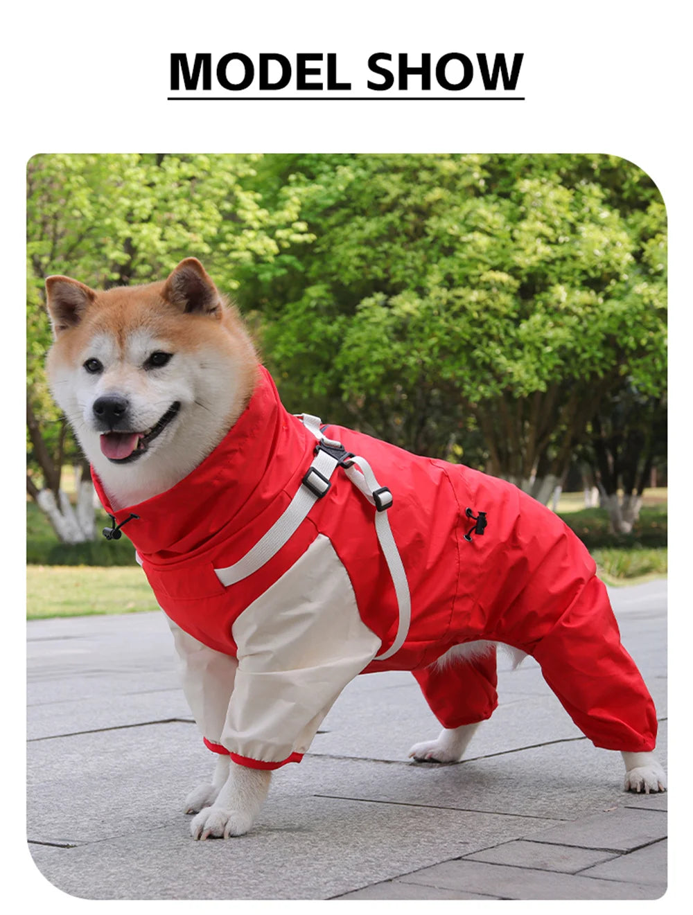 Waterproof Dog Raincoat with Harness & Detachable Hood