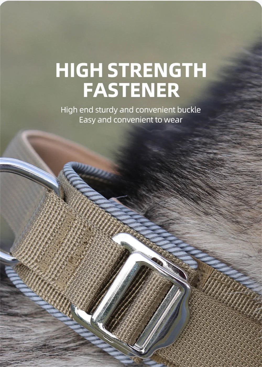 Padded Reflective Tactical Dog Collar for Medium & Large Dogs