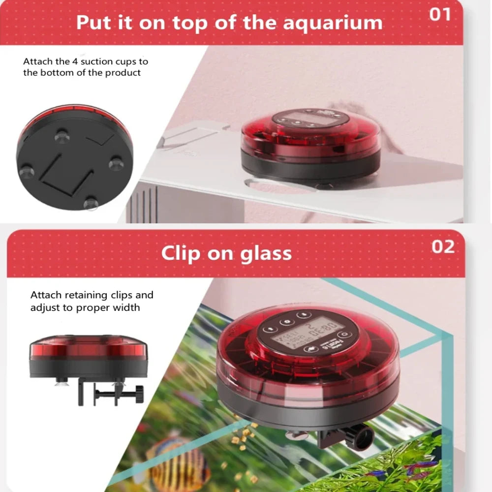 Distributeur Automatique de Nourriture pour Poissons Rechargeable par USB avec Écran LCD et Minuteur