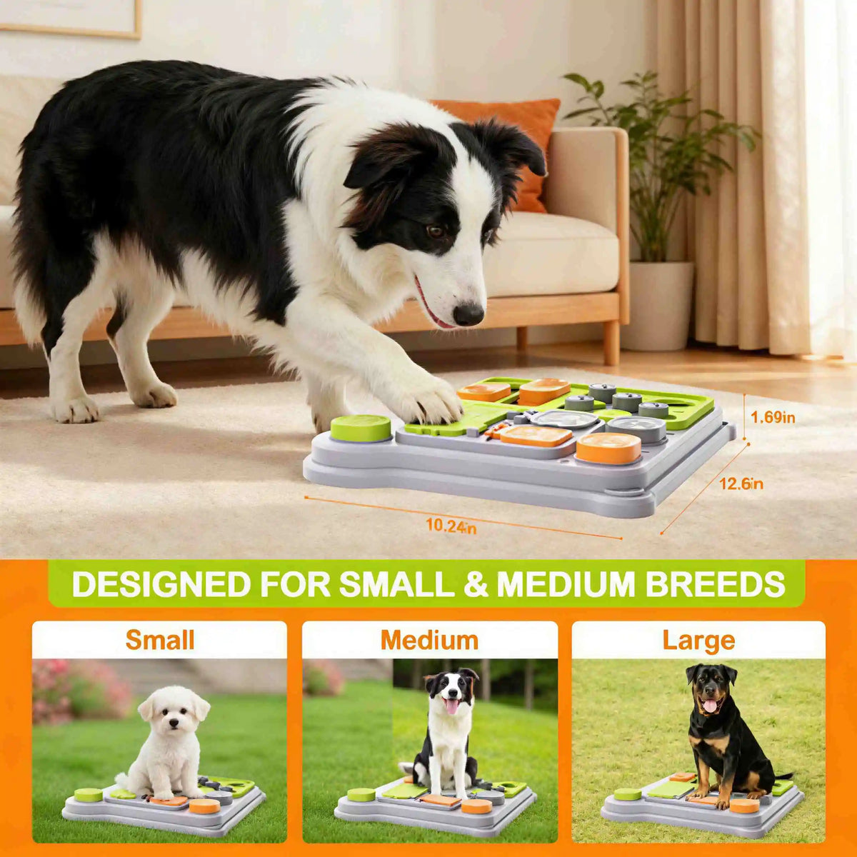 Dog Puzzle Feeder – Rectangular Treat Dispensing Toy for Small & Medium Dogs