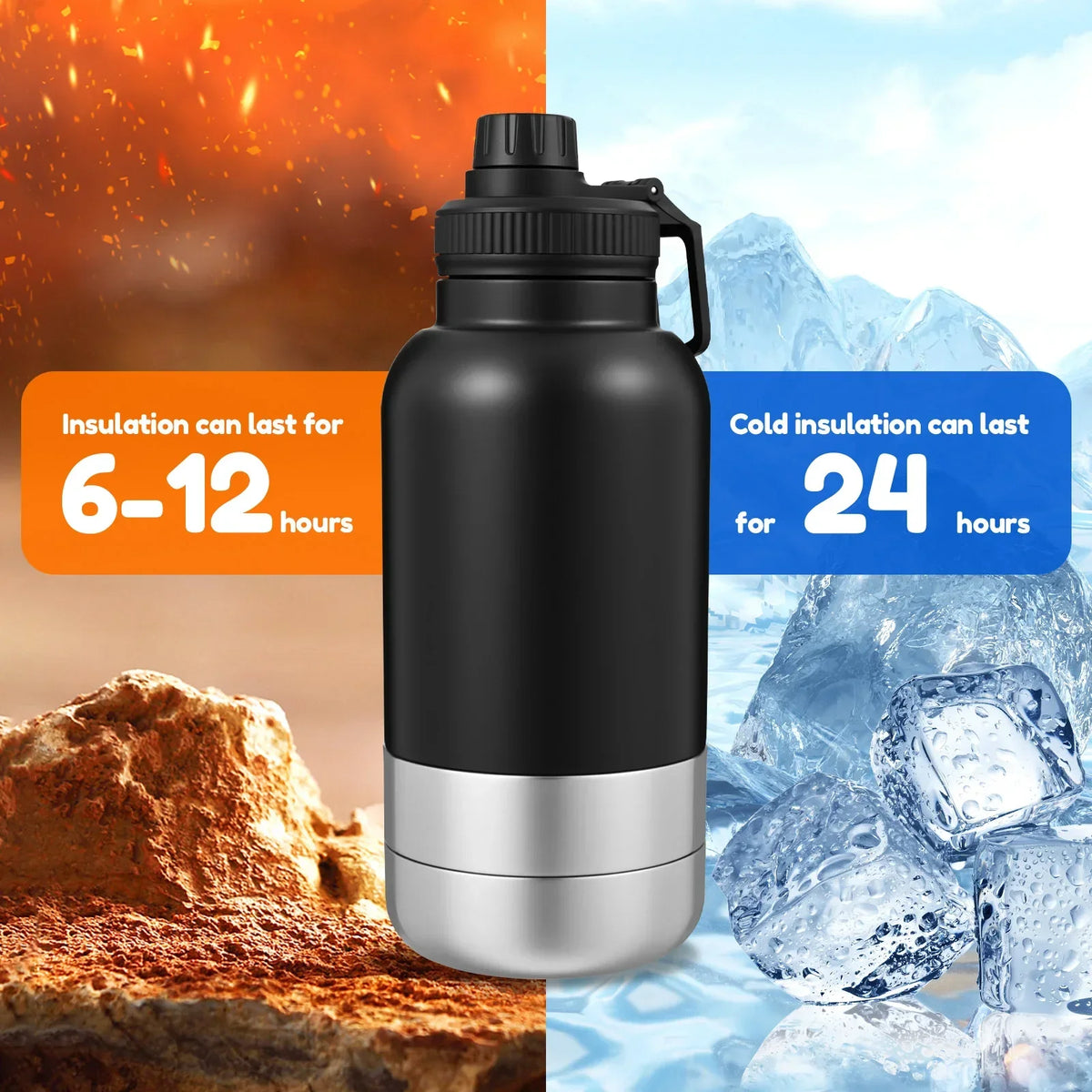 3-in-1 Portable Dog Water Bottle with 2 Detachable Bowls — 32oz Leak-Proof