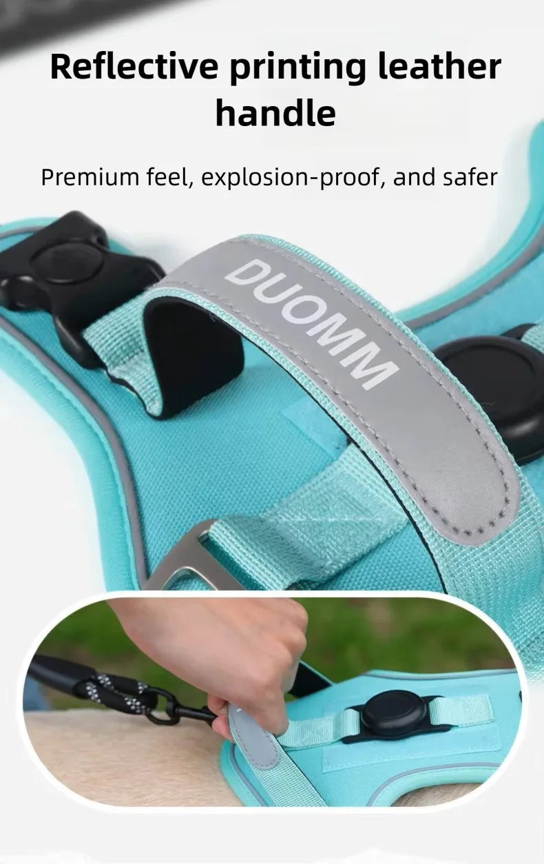 Tactical No-Pull Dog Harness with AirTag Holder – Reflective Vest for Medium & Large Dogs