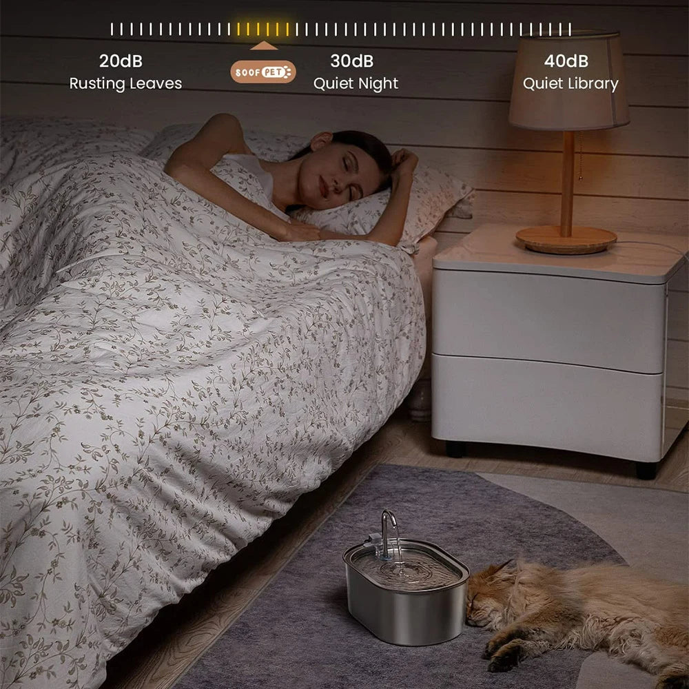 Fontaine à eau automatique 3.2L en acier inoxydable pour animaux de compagnie Distributeur d'eau intelligent pour chiens et chats