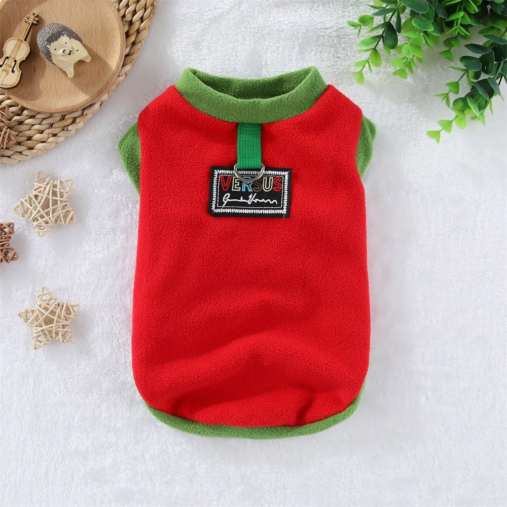 Fleece Vest Sweater with Harness Ring for Small & Medium Dogs & Cats