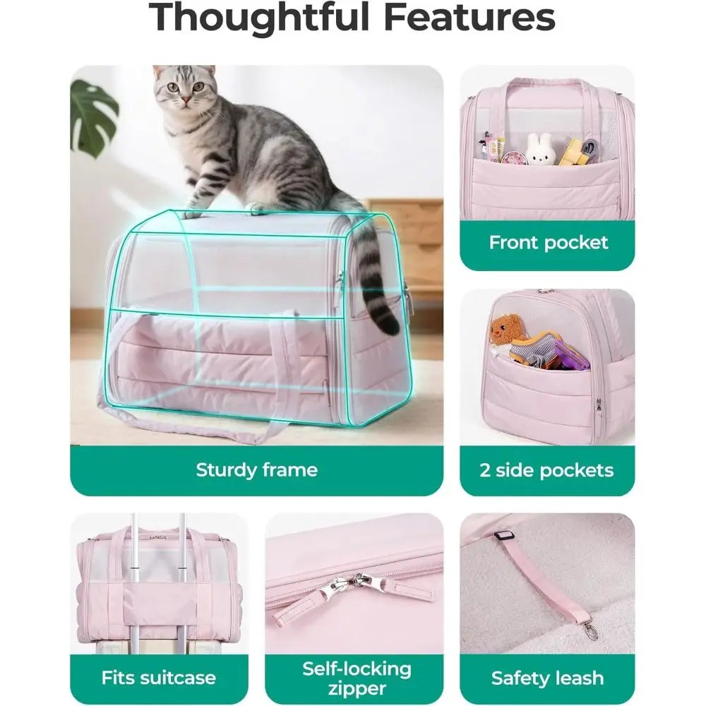 Quilted Pet Carrier with Mesh Panels & Removable Pad