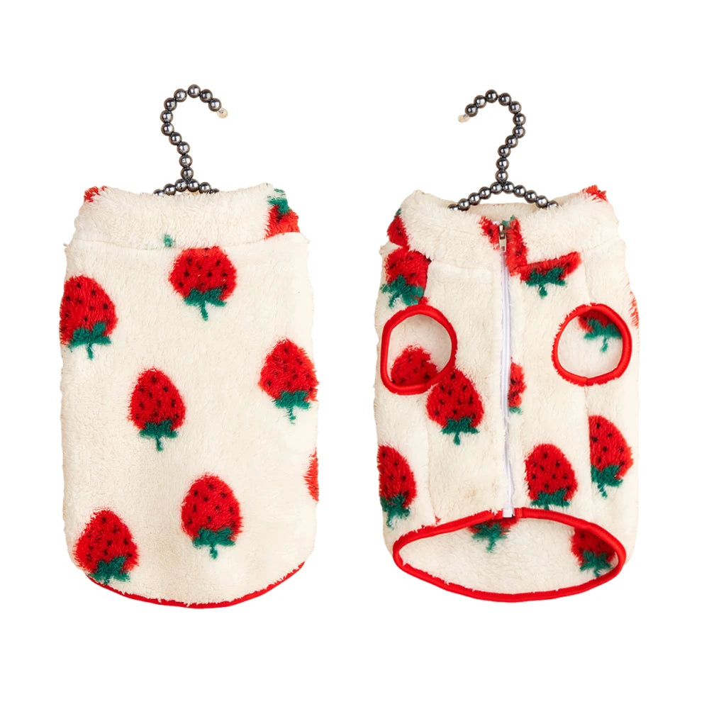Cartoon Print Plush Vest for Small Dogs & Cats | Autumn Winter