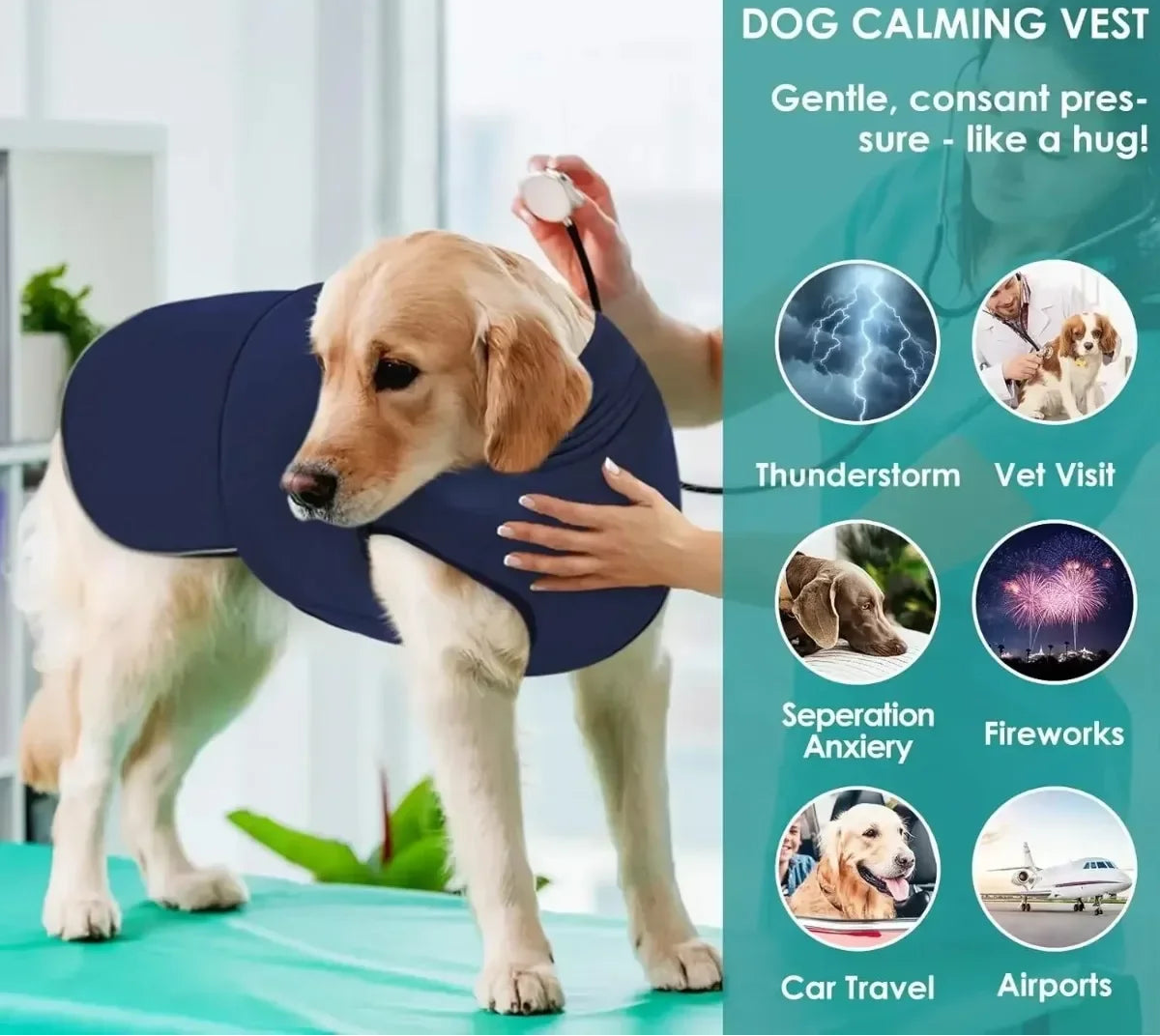 Gilet anti-anxiété pour chien avec capuche