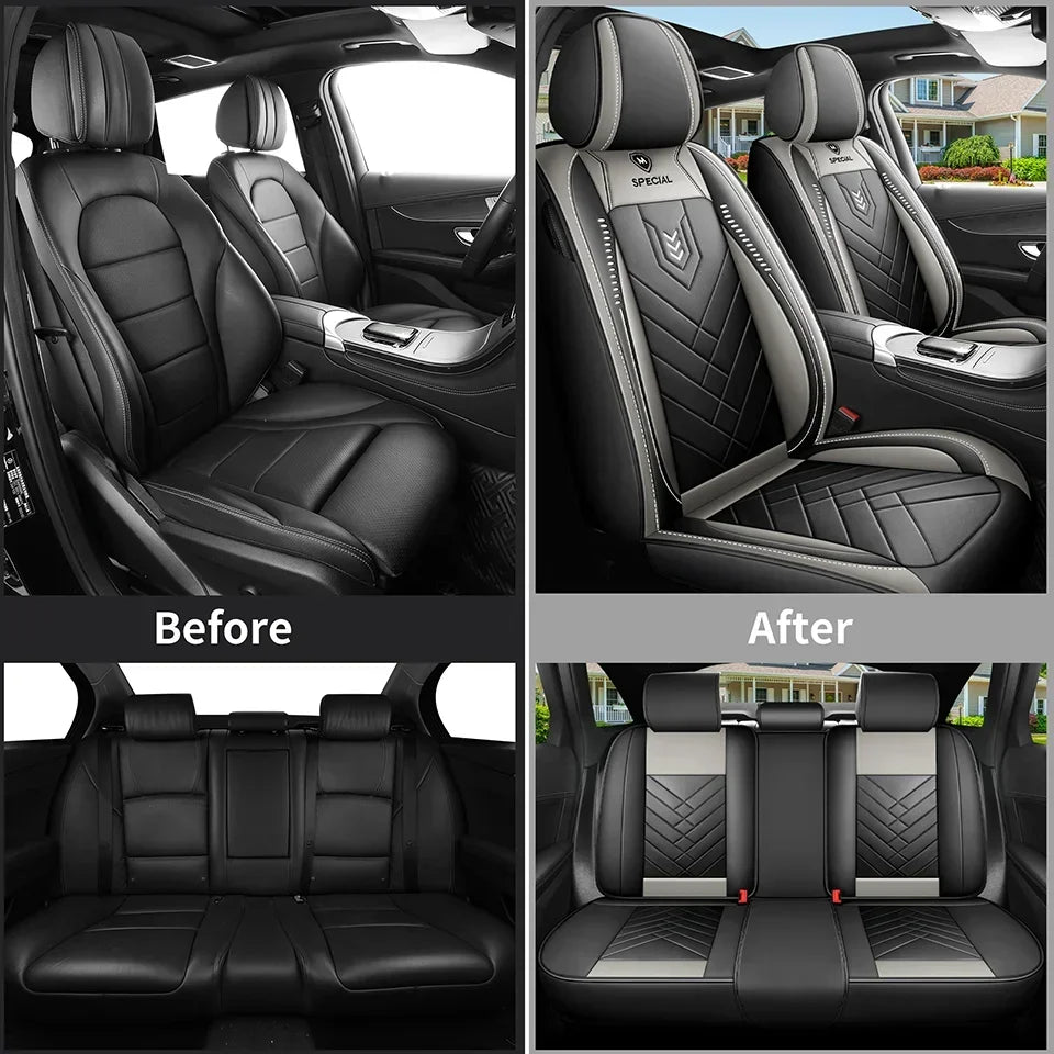 Full Leather Car Seat Cover — All-Season Universal Fit for Driver & Passenger