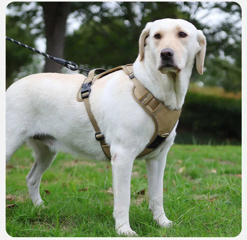 Tactical No-Pull Dog Harness with AirTag Holder – Reflective Vest for Medium & Large Dogs