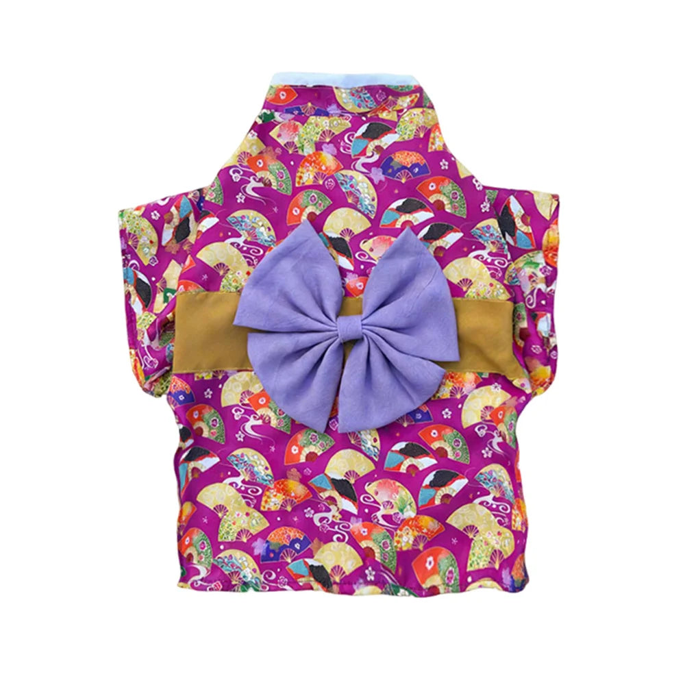 Japanese Bow Print Pet Kimono for Cats & Small Dogs