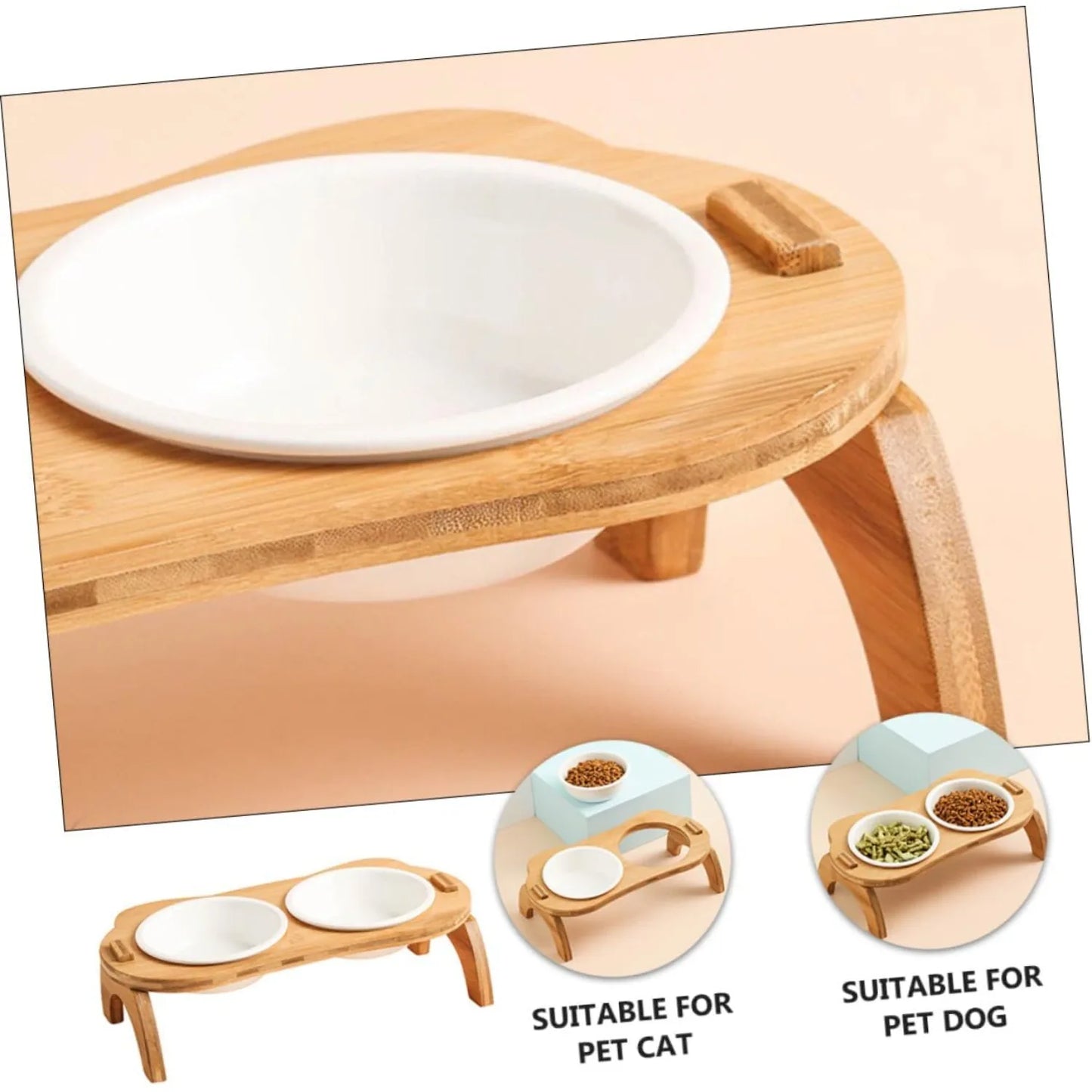 Raised Cat Bowl Set with Tilted Stand