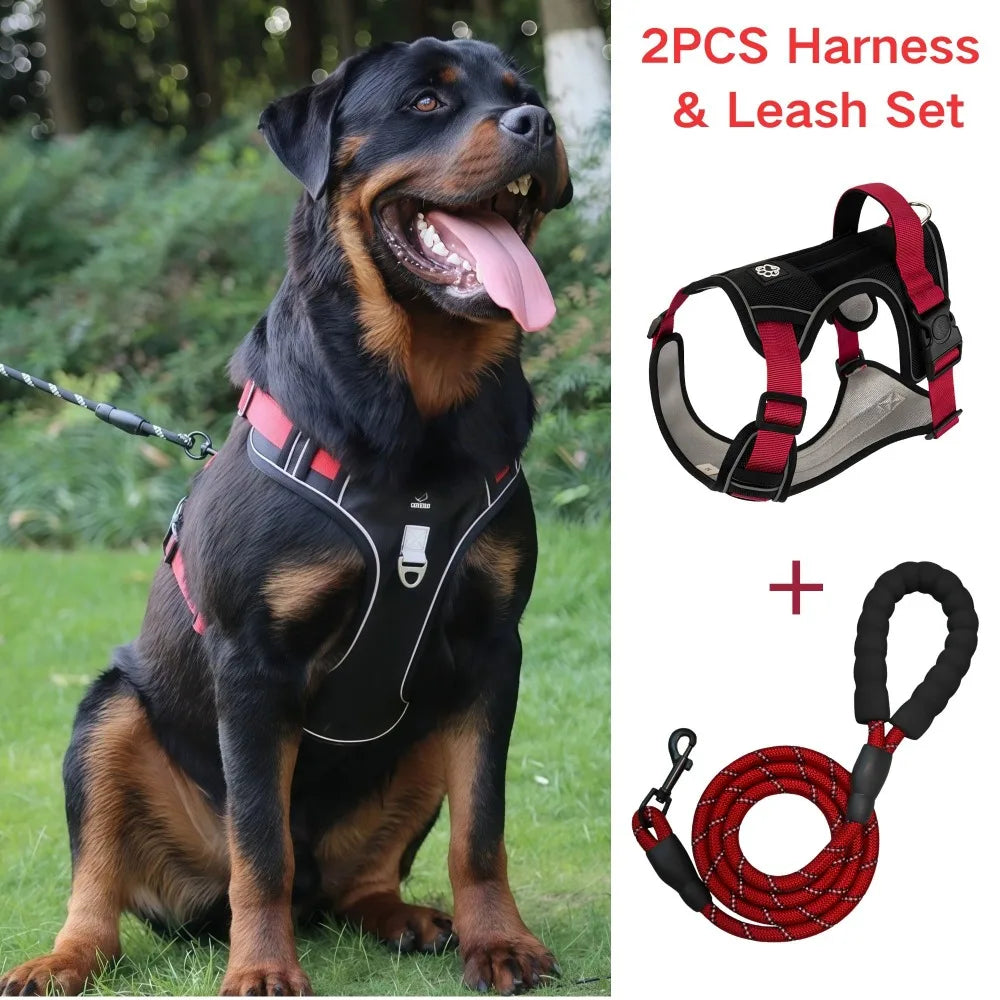 Reflective Tactical No-Pull Harness & Leash Set for Medium & Large Dogs